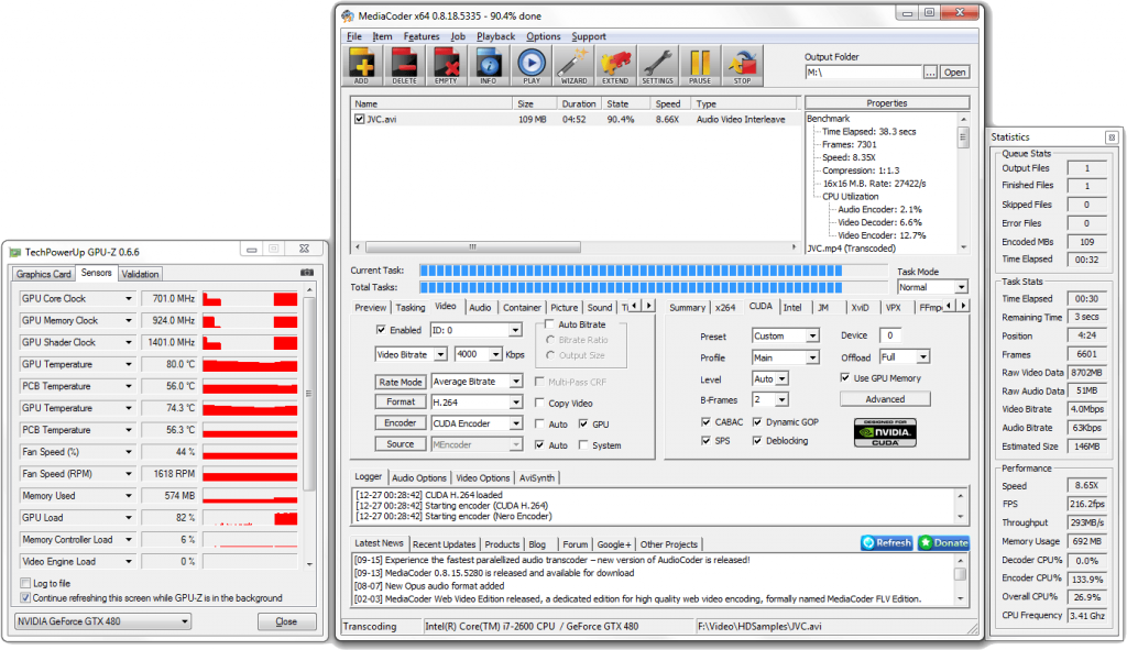 MediaCoder CUDA transcoding